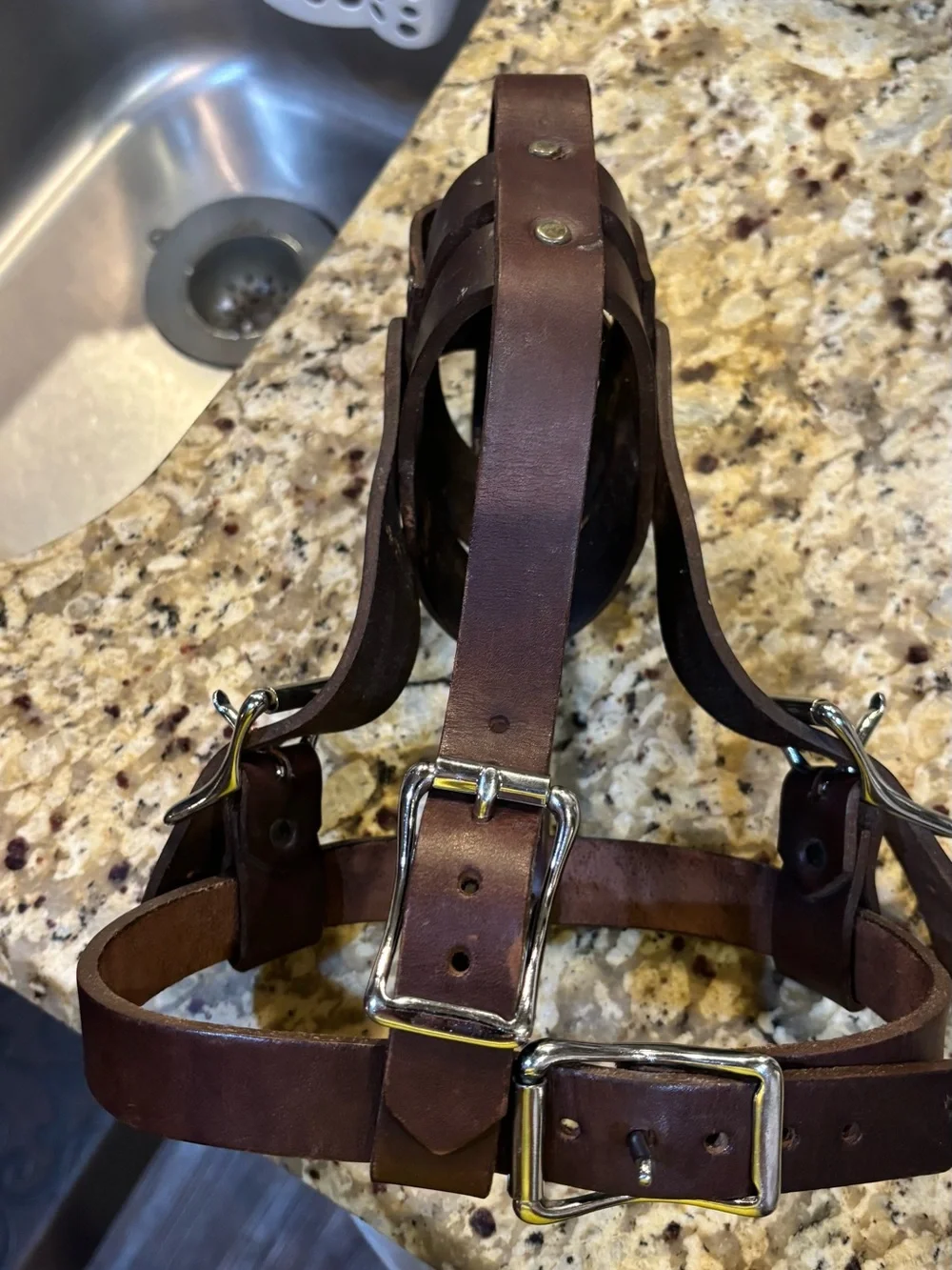 Vintage Heavy Duty Leather Basket Dog Muzzle Large Working K9 Adjustable Unbrand